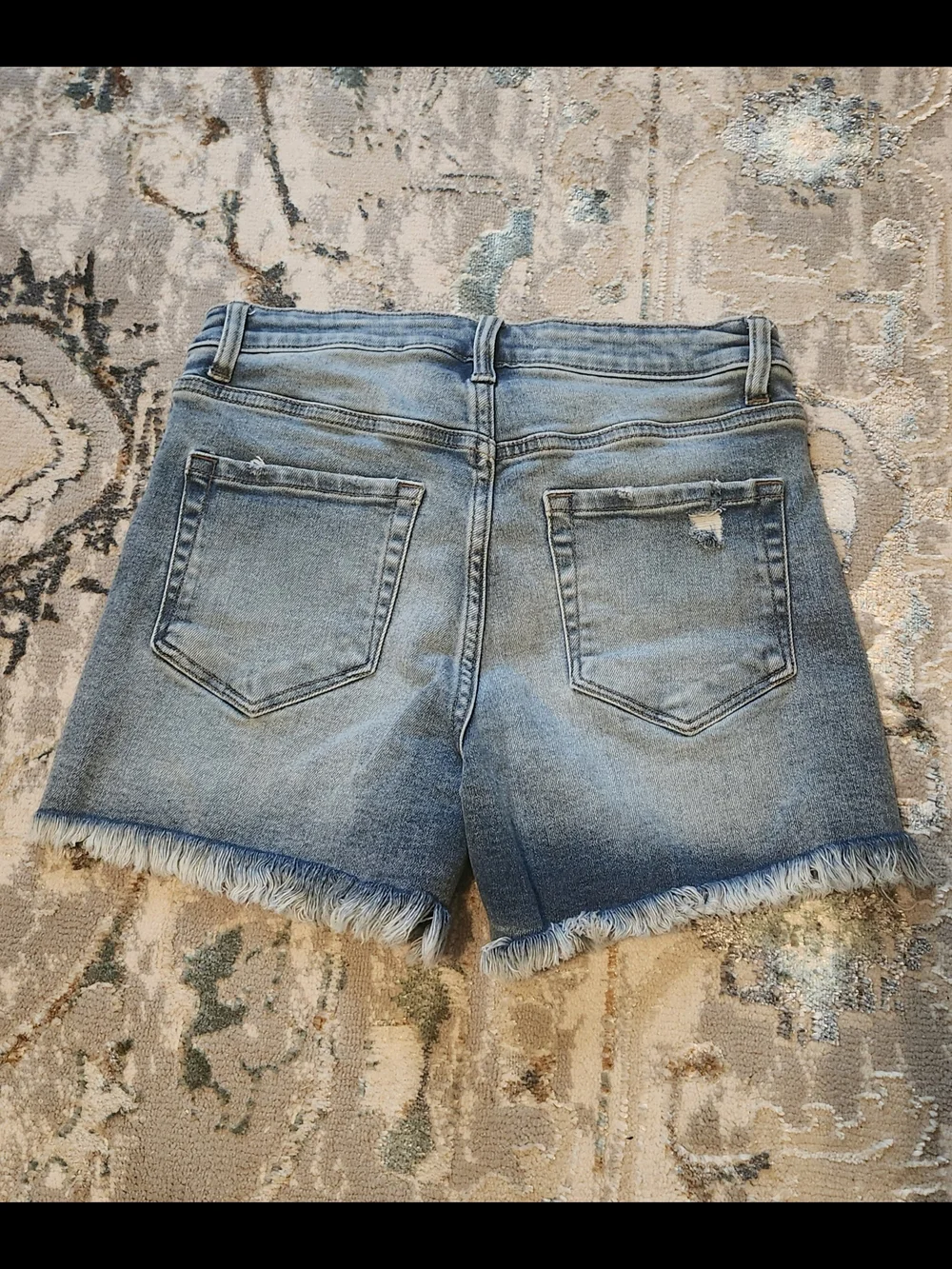 Zenana Outfitters Light Blue Distressed Denim Shorts
